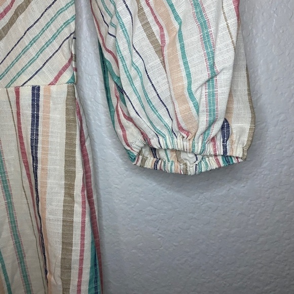 Parker Cottage-core Maxi Dress Striped Open Front sz Small - Picture 3 of 8